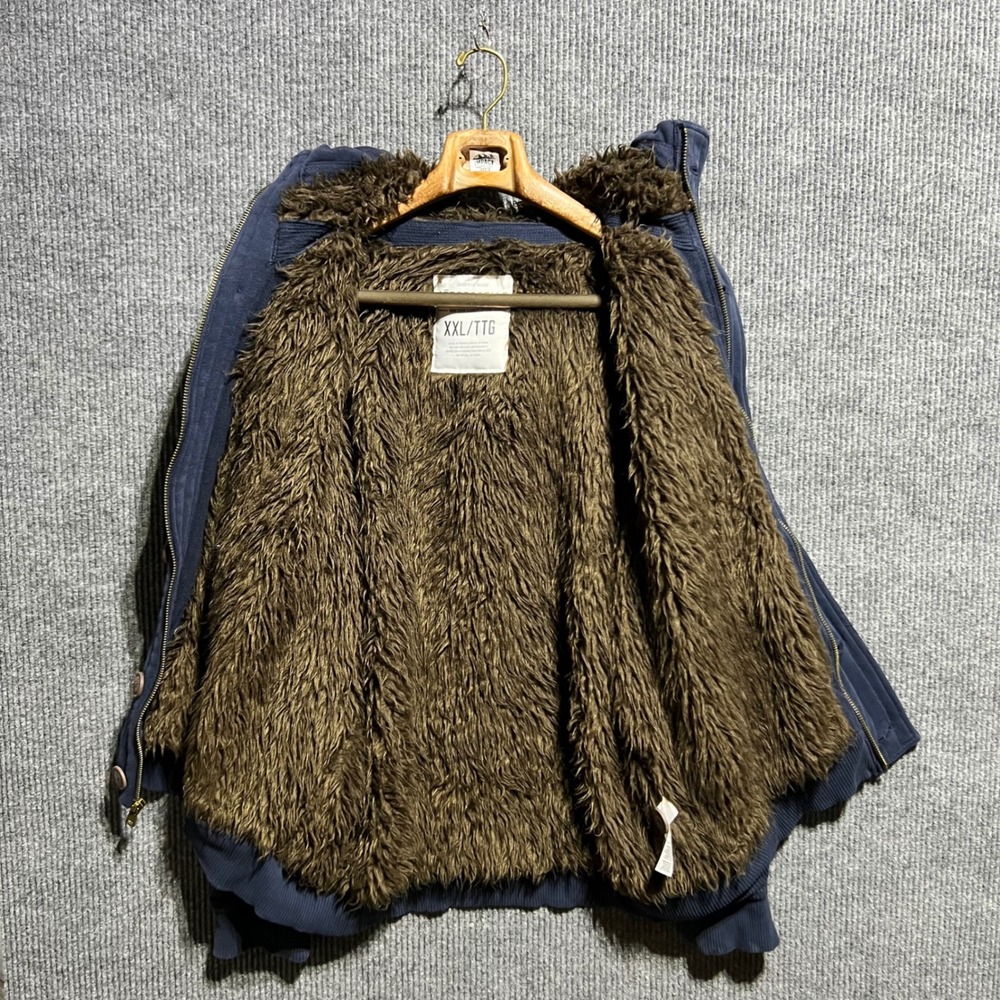 Vintage Aeropostale Faux Fur Lined Hoodie Men XXL Navy Blue NY Heavyweight Y2K - Picture 14 of 16